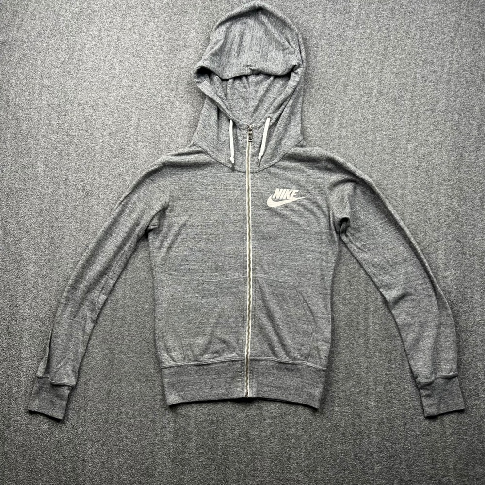 Nike Full Zip Hoodie Womens XS Gray Gym Vintage Lightweight Sweatshirt